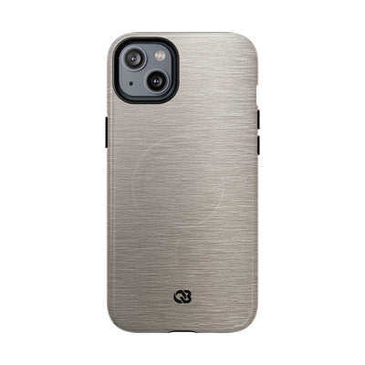 Grey Tough 2.0 Magsafe Phone Case for iPhone - Brushed Nickel Linen