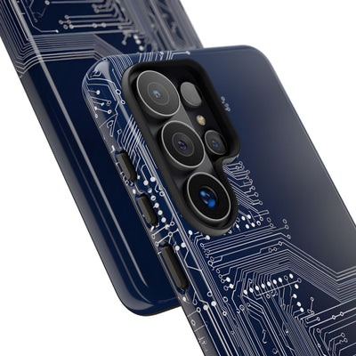 Blue Tough Phone Case for Samsung - Cobalt Data Stream
