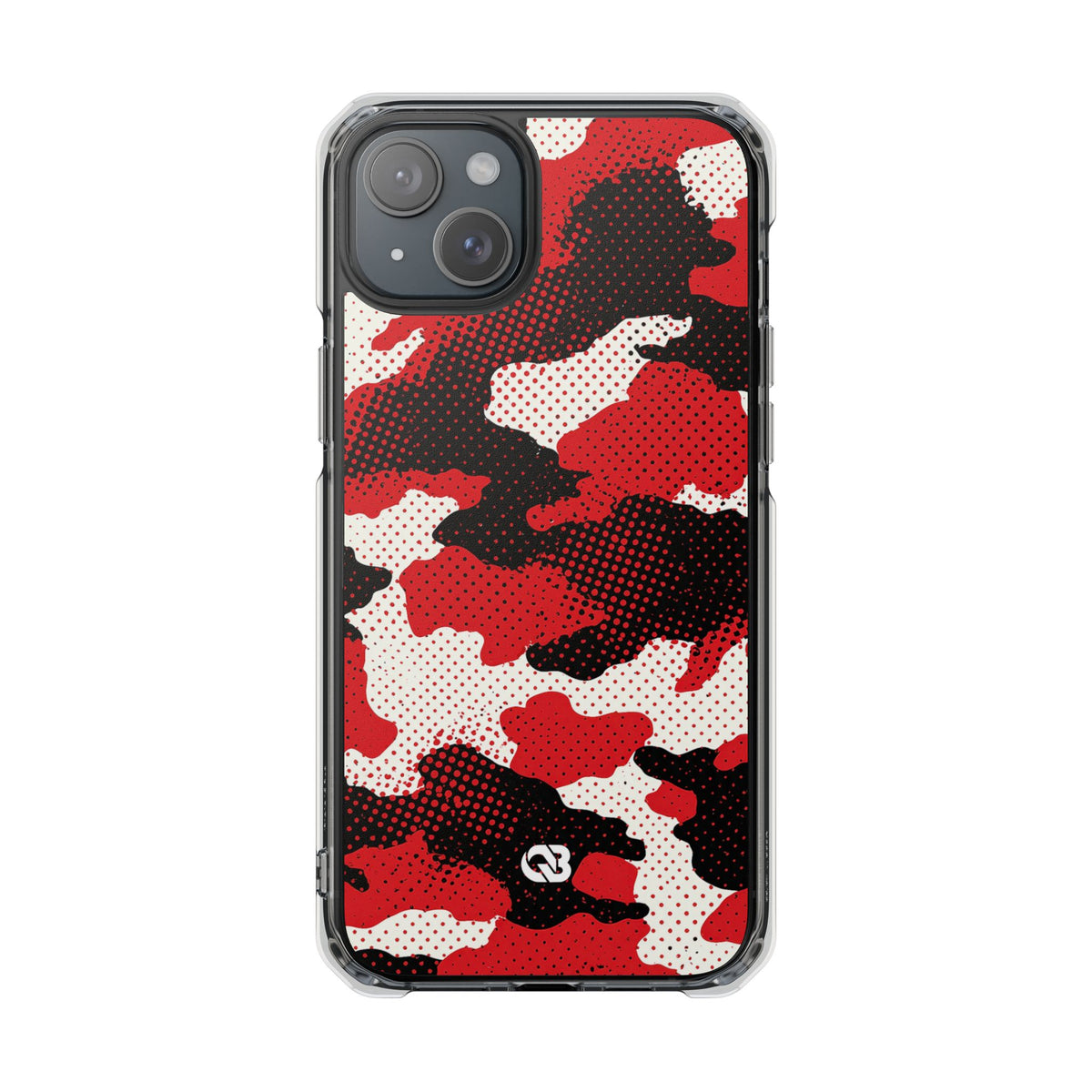 Crimson Halftone Camo · Clear Impact Magnetic Phone Case for iPhone · Red