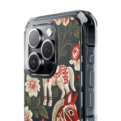 Nordic Dala Meadow · Clear Impact Magnetic Phone Case for iPhone · Red
