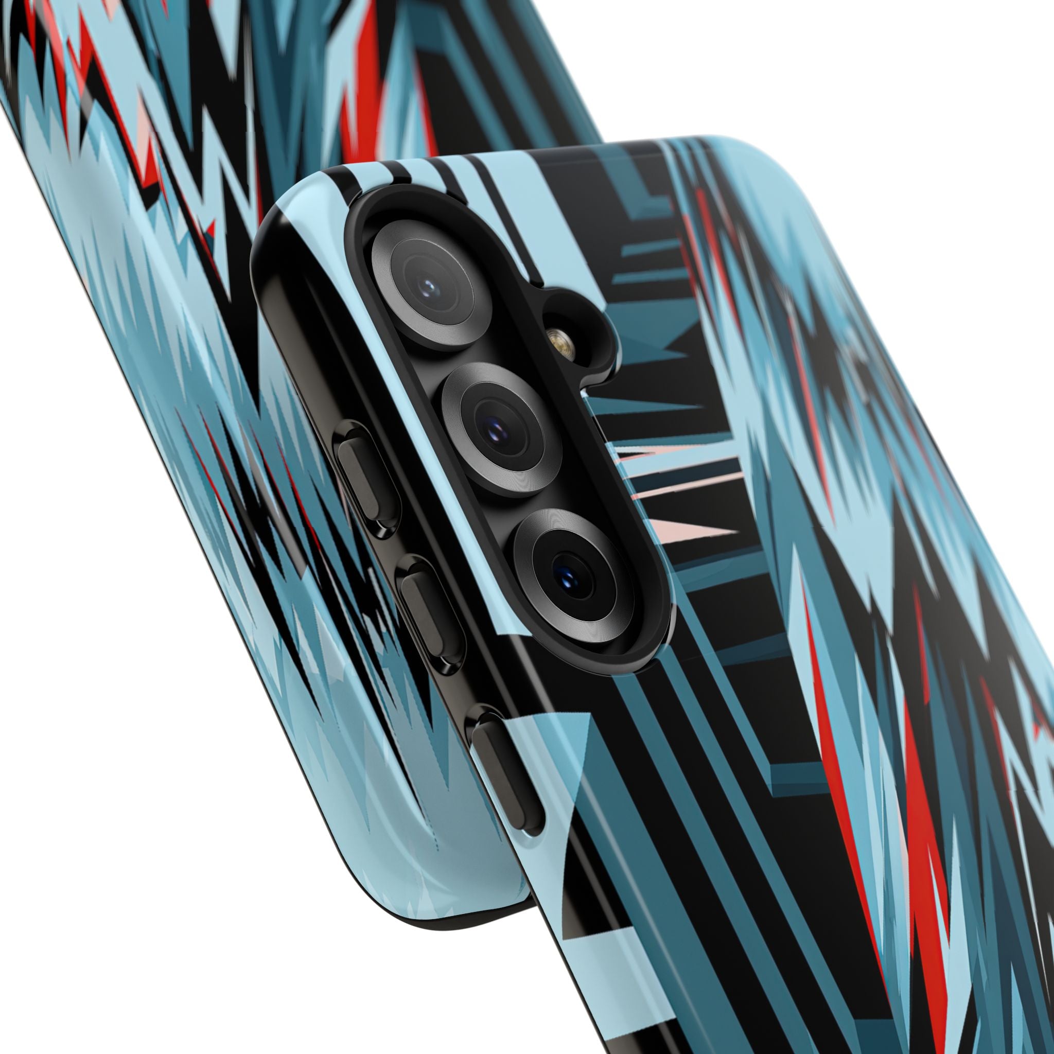 Blue Tough Phone Case for Samsung - Glitch Peak Cyan