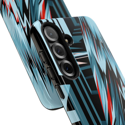 Blue Tough Phone Case for Samsung - Glitch Peak Cyan