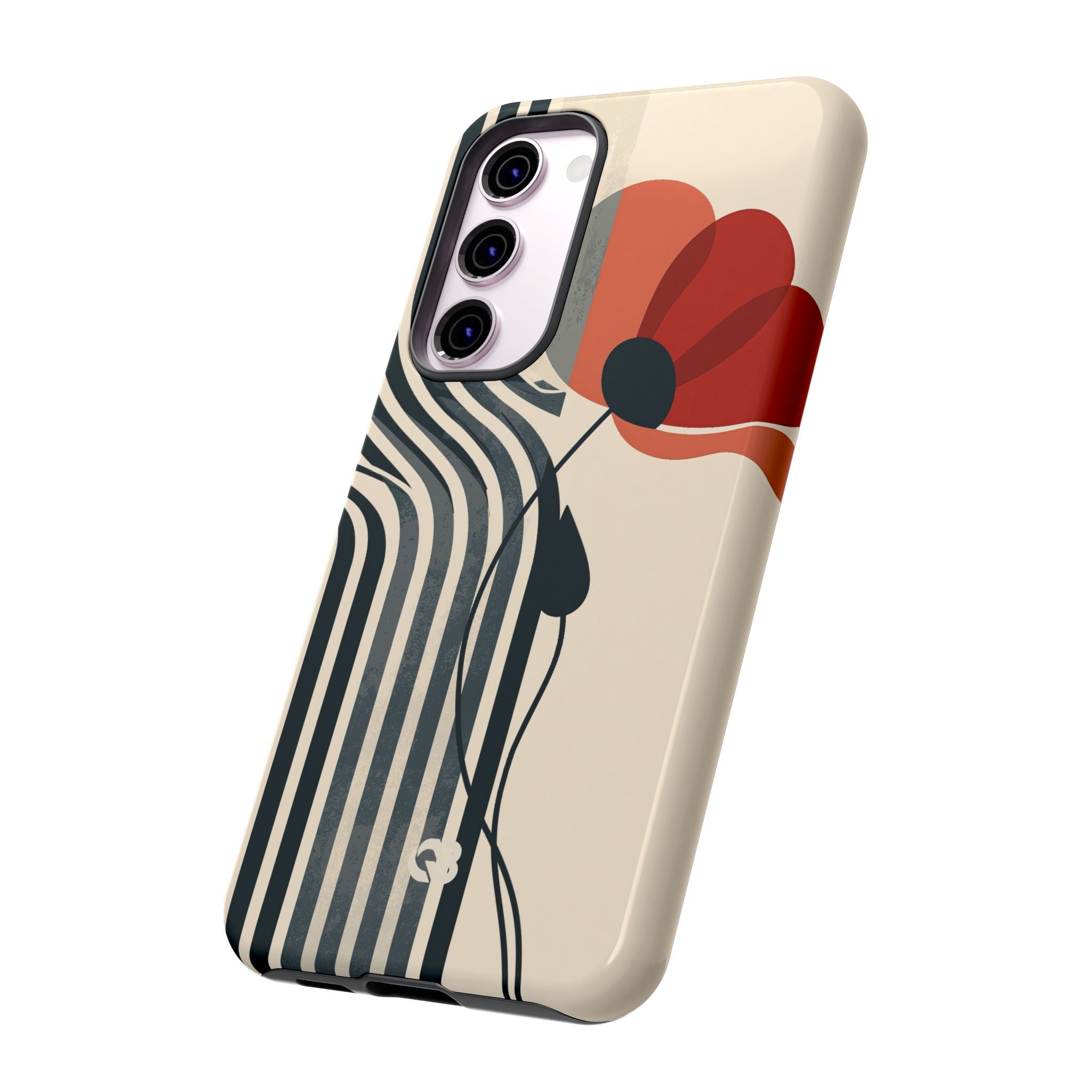 Beige Tough Phone Case for Samsung - Crimson Line Bloom