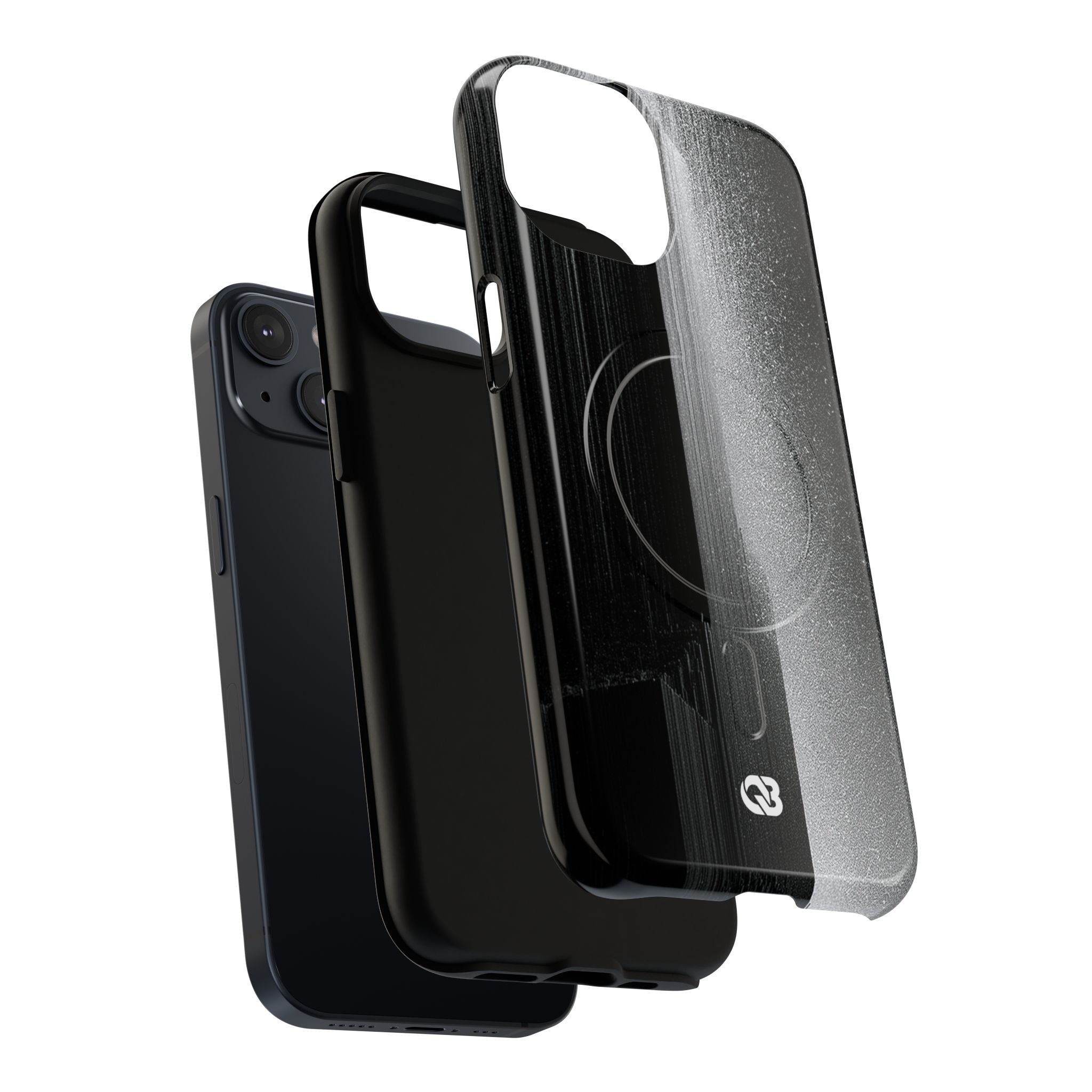 Black Tough 2.0 Magsafe Phone Case for iPhone - Brutalist Pixel Monolith