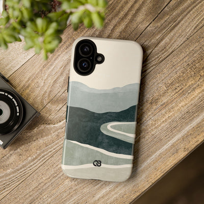 Green Tough Phone Case for iPhone - Misty Sage Valley