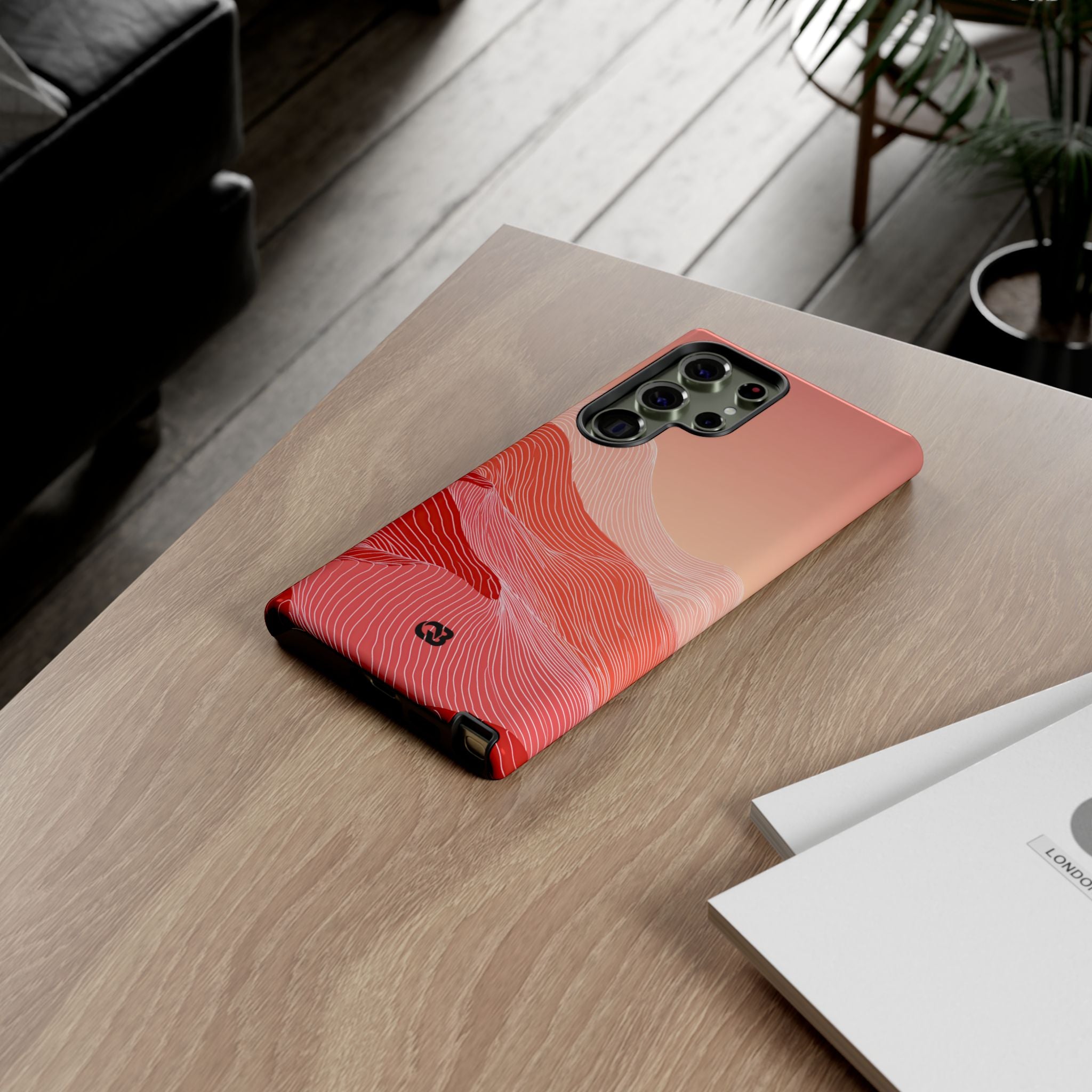 Red Tough Phone Case for Samsung - Crimson Ridge Contour