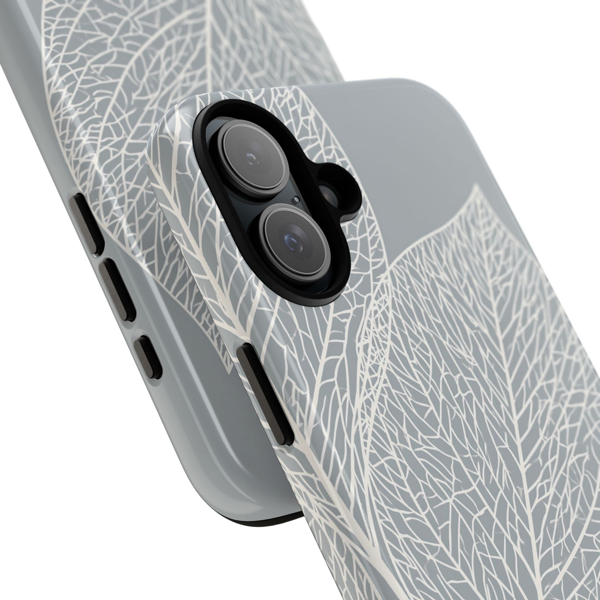 Grey Tough Phone Case for iPhone - Frosted Ash Veins