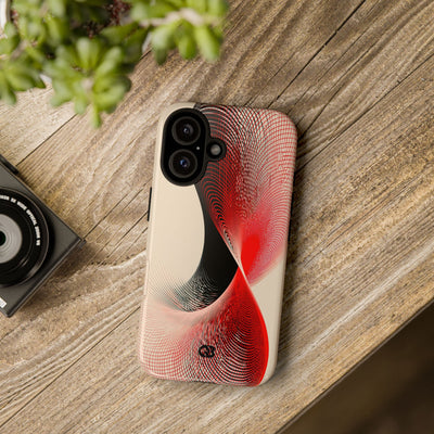 Red Tough Phone Case for iPhone - Crimson Grid Vortex