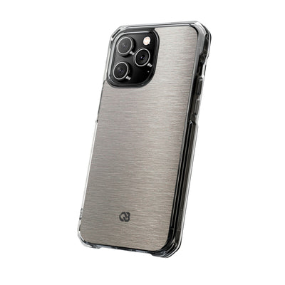 Brushed Silver Alloy · Clear Impact Magnetic Phone Case for iPhone ·  Silver