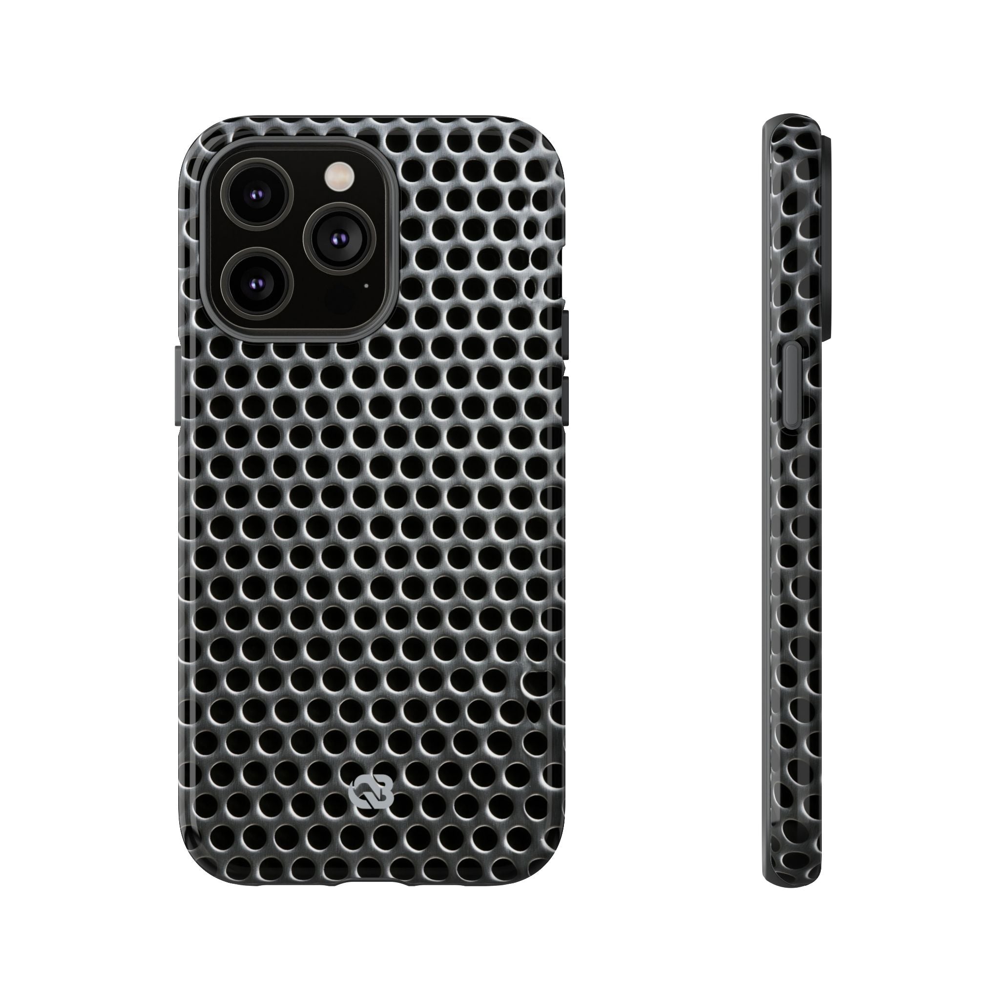 Silver Tough Phone Case for iPhone - Brutalist Steel Mesh