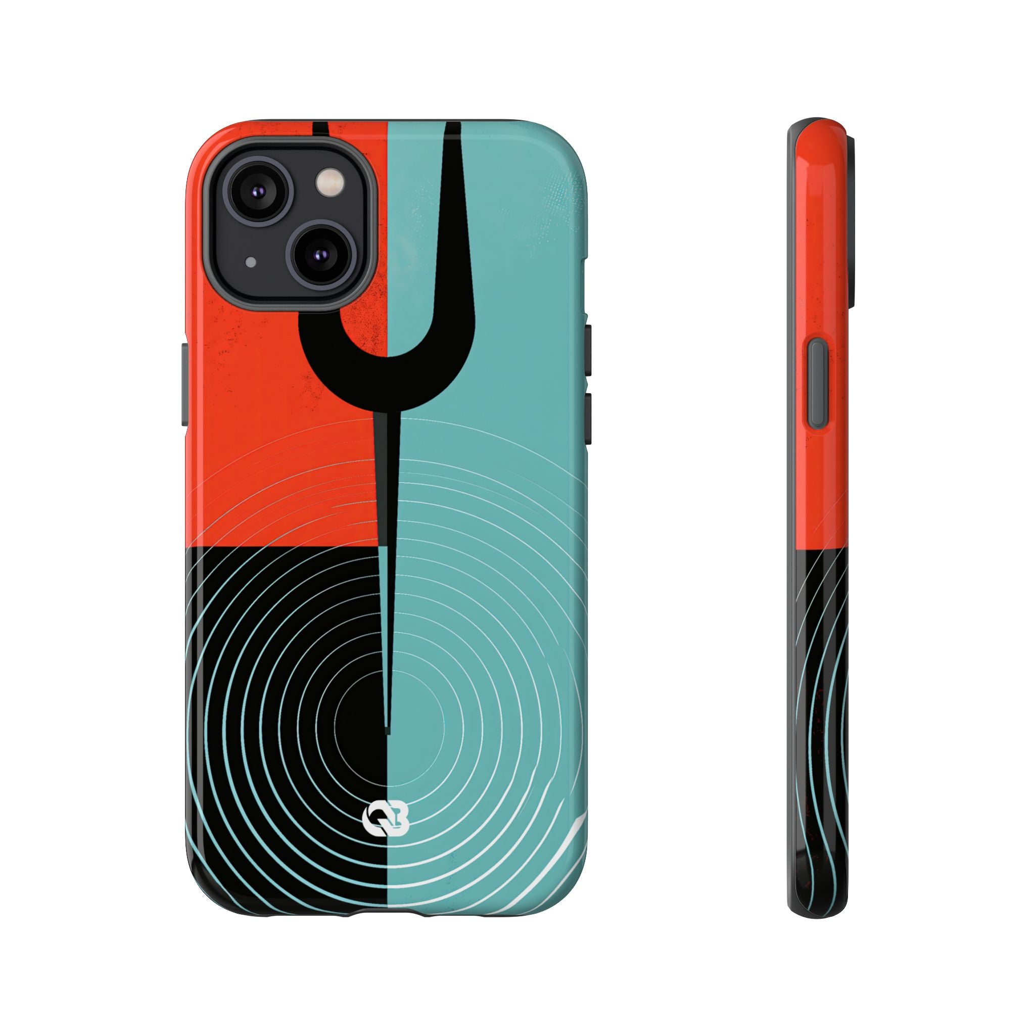 Teal Tough Phone Case for iPhone - Sonic Static Split