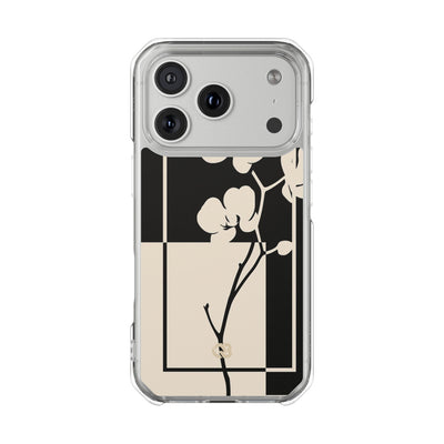Beige Impact MagSafe Phone Case for iPhone - Nocturnal Orchid Frame