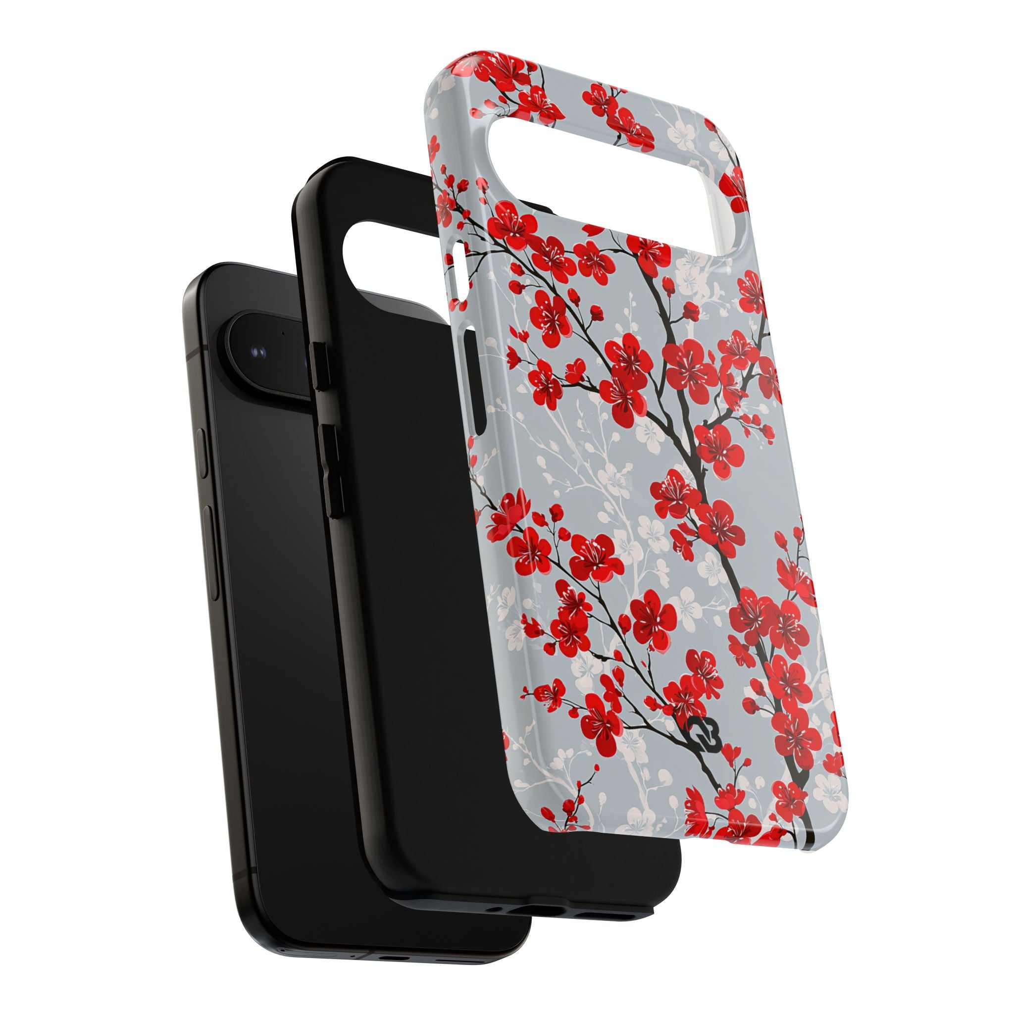 Grey Tough Phone Case for Google Pixel - Crimson Sakura Slate