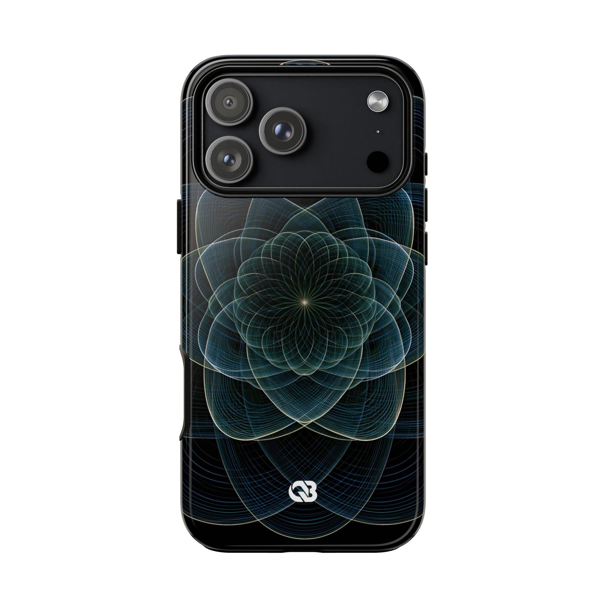 Blue Tough Phone Case for iPhone - Celestial Wireframe Bloom