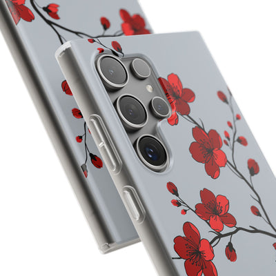 Grey Lite Phone Case for Samsung - Crimson Blossom Onyx