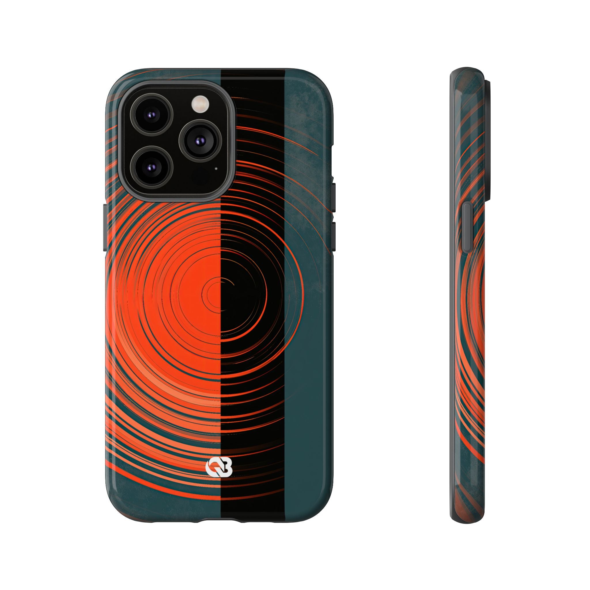 Teal Tough Phone Case for iPhone - Burnt Slate Radial