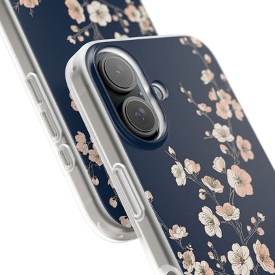 Blue Lite Phone Case for iPhone - Midnight Peach Sakura