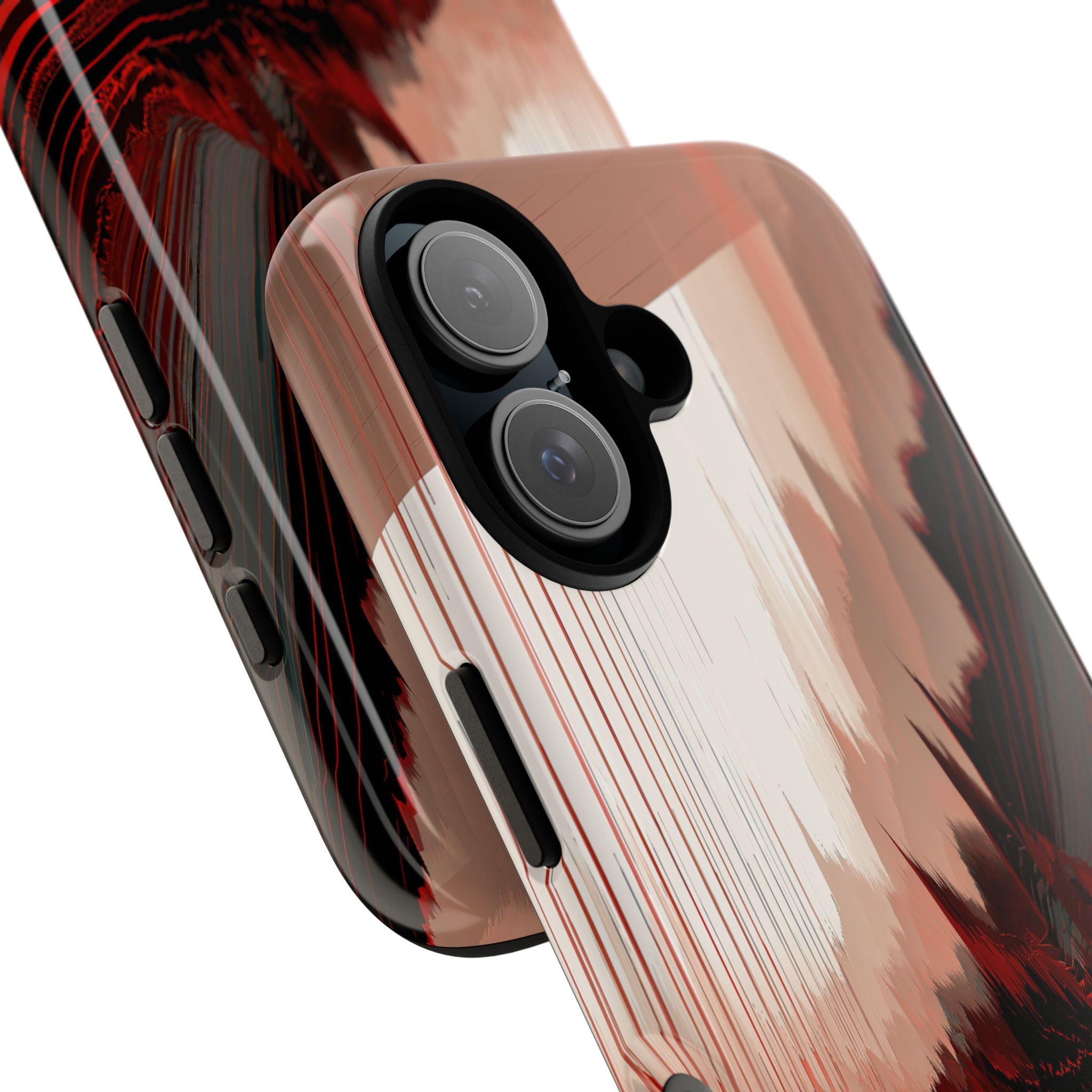 Red Tough Phone Case for iPhone - Crimson Pulse Horizon
