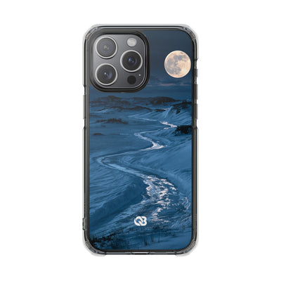 Arctic Moon Drift · Clear Impact Magnetic Phone Case for iPhone · Blue