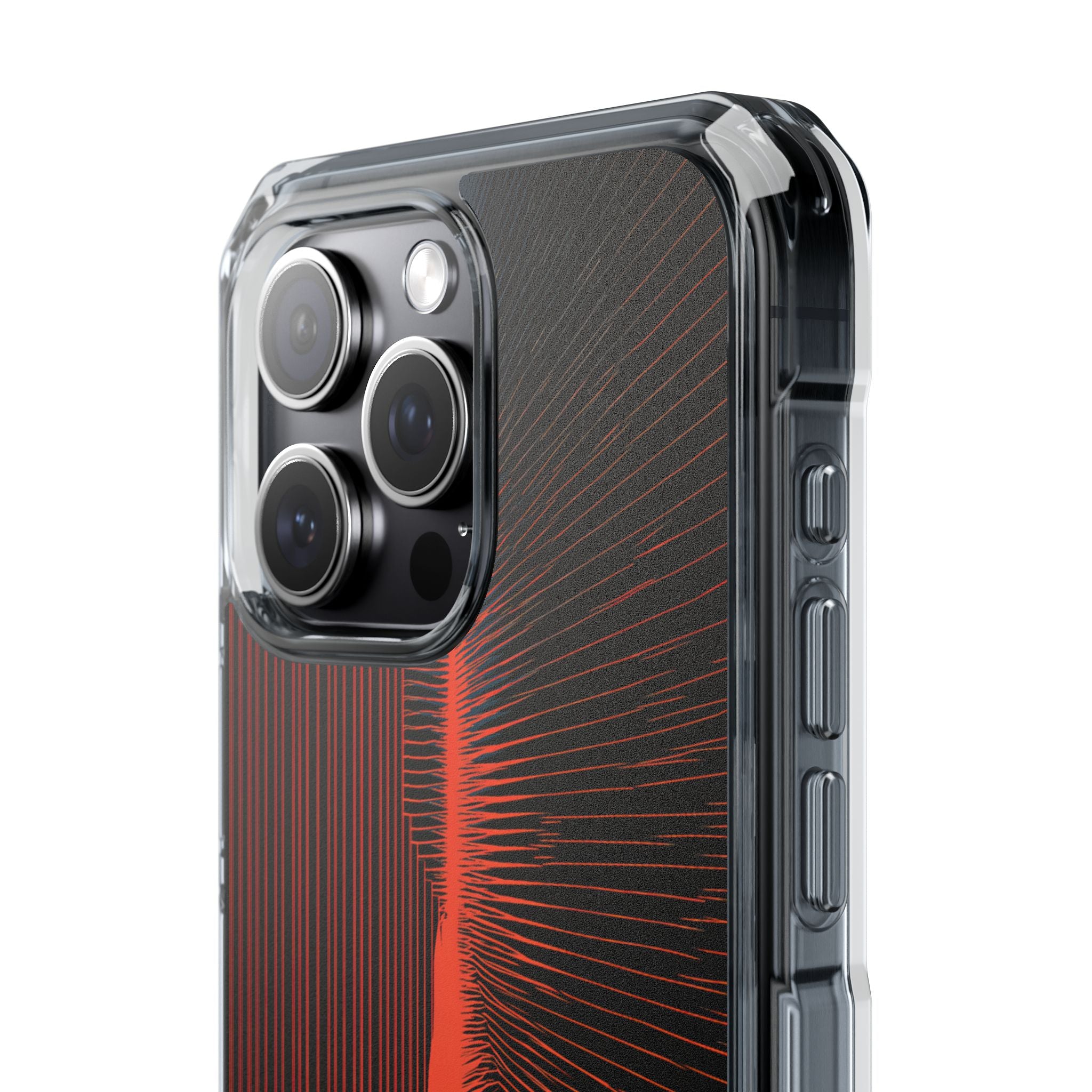 Red Impact MagSafe Phone Case for iPhone - Crimson Frequency Pulse