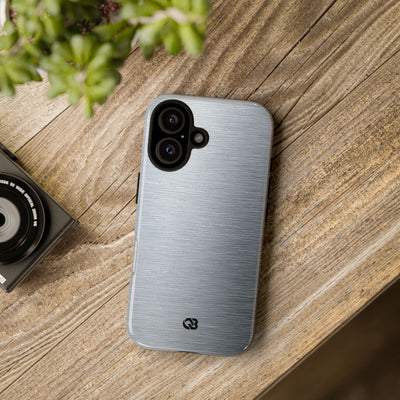 Silver Tough Phone Case for iPhone - Satin Chrome Grain