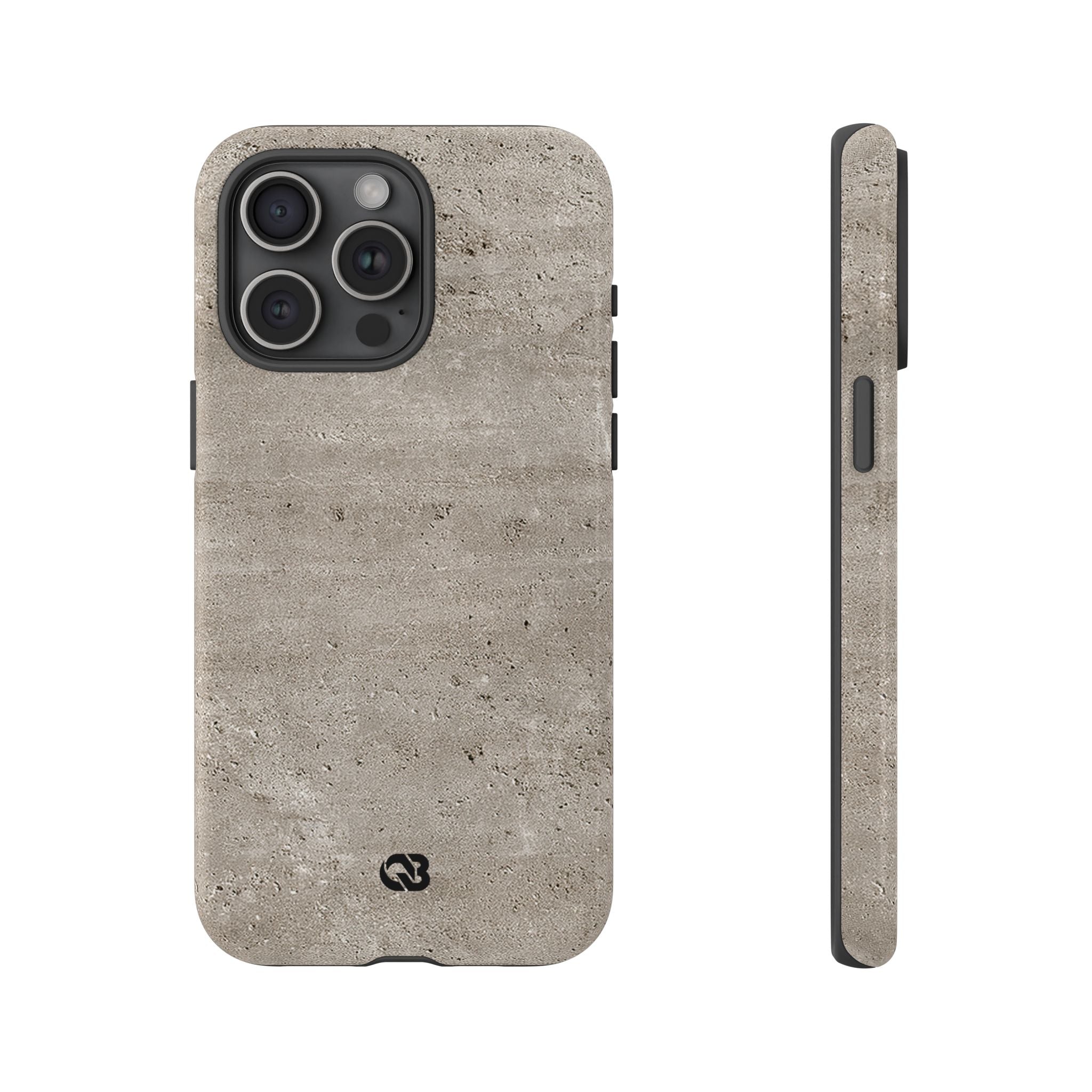 Grey Tough Phone Case for iPhone - Brutalist Stone Grit
