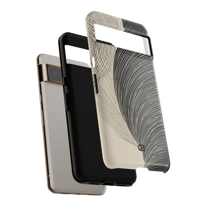 Beige Tough Phone Case for Google Pixel - Obsidian Cream Plume