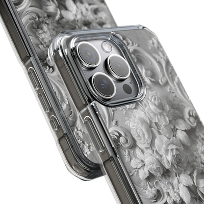 Rococo Marble Rose · Clear Impact Magnetic Phone Case for iPhone · White