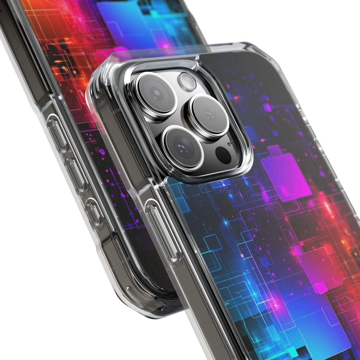 Spectral Circuit Grid · Clear Impact Magnetic Phone Case for iPhone · Black