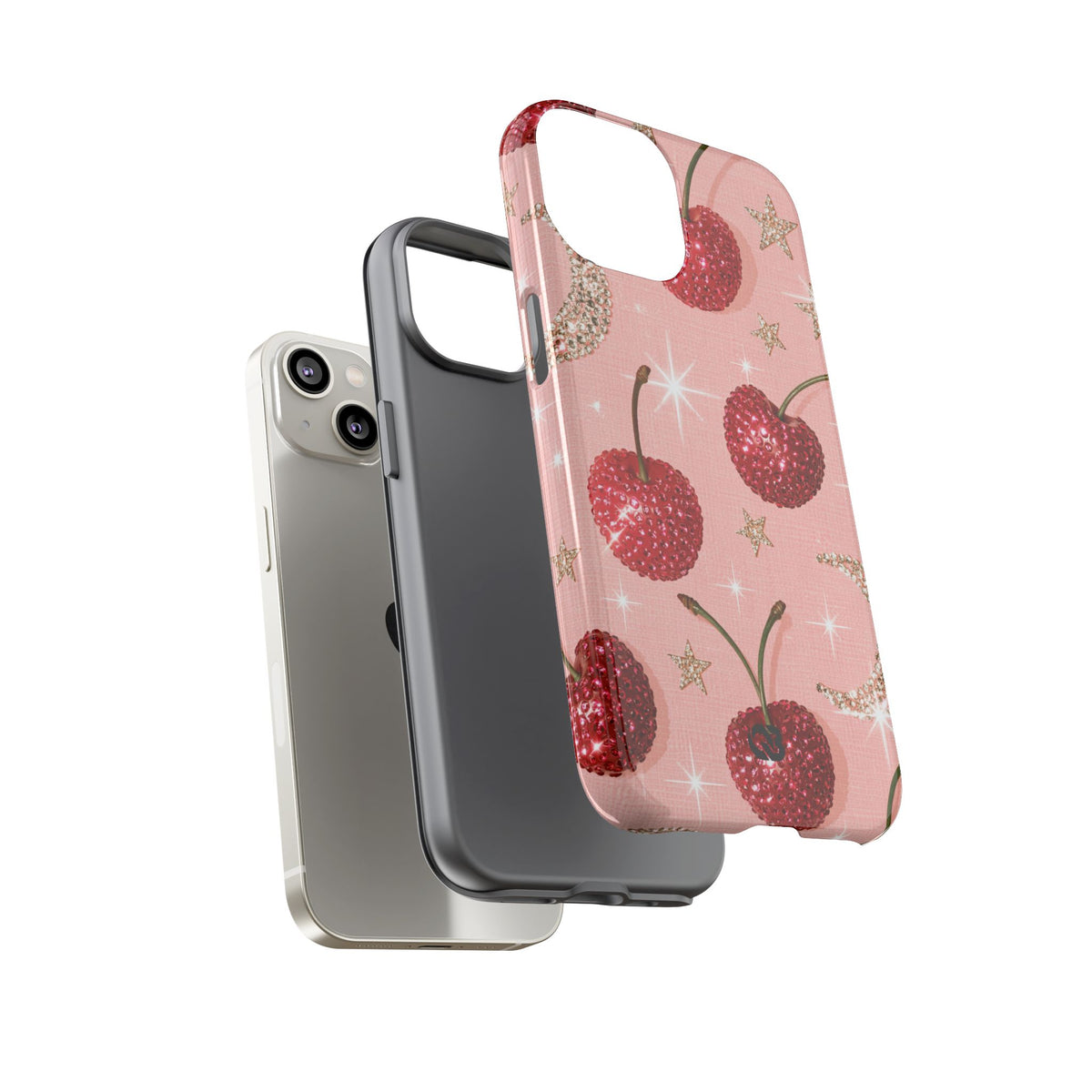 Bedazzled Ruby Cherries · Tough Phone Case for iPhone · Pink