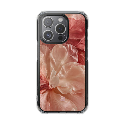 Blush Silk Bloom · Clear Impact Magnetic Phone Case for iPhone · Pink