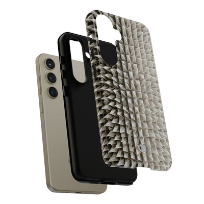 Beige Tough Phone Case for Samsung - Bone Spiked Grid