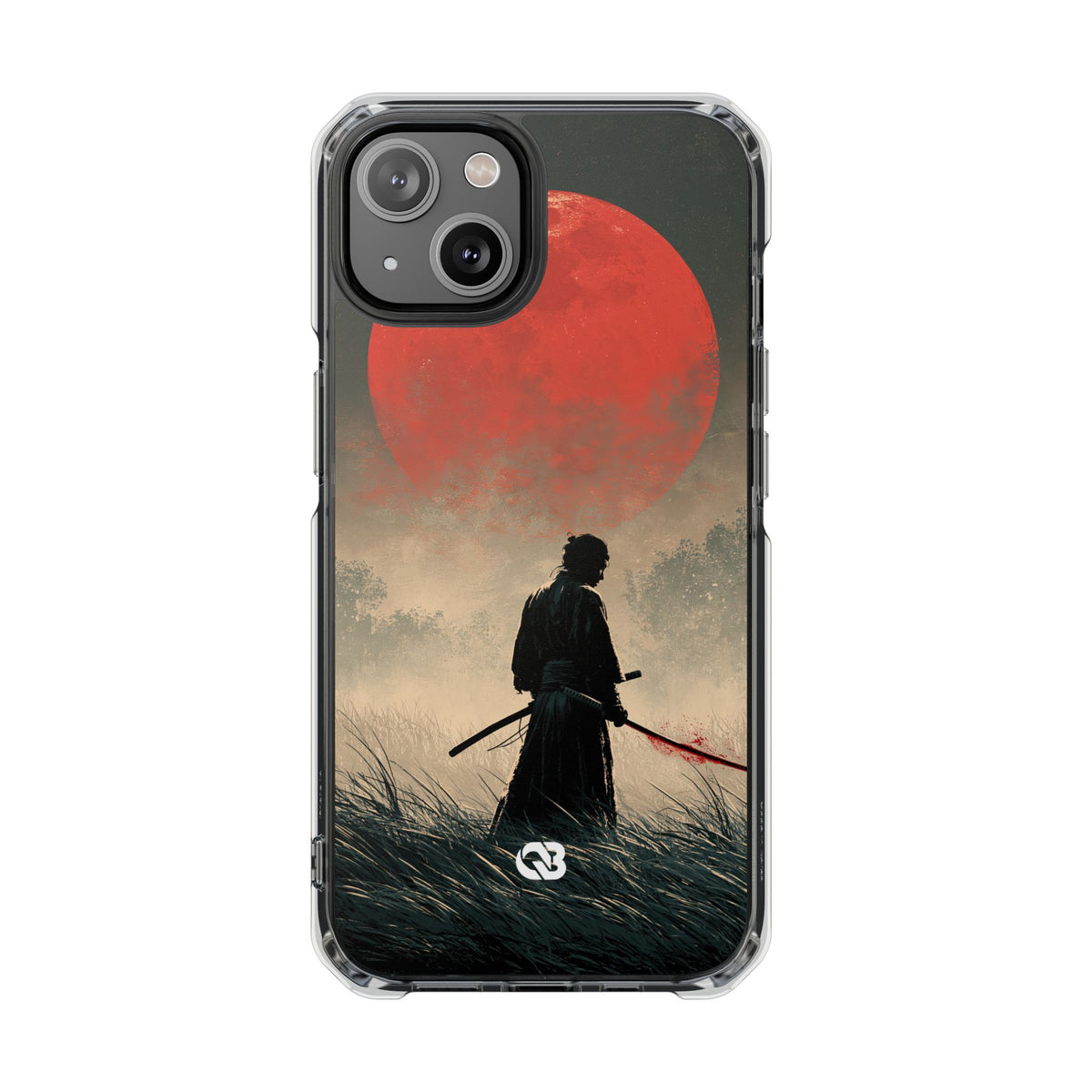 Crimson Moon Ronin · Clear Impact Magnetic Phone Case for iPhone · Red