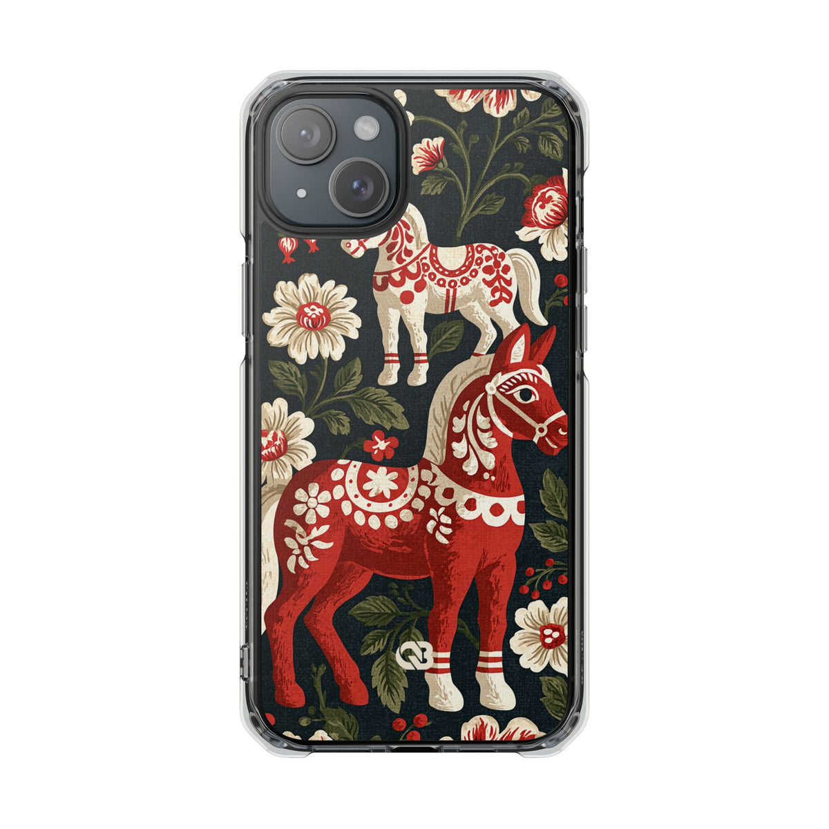 Nordic Dala Meadow · Clear Impact Magnetic Phone Case for iPhone · Red