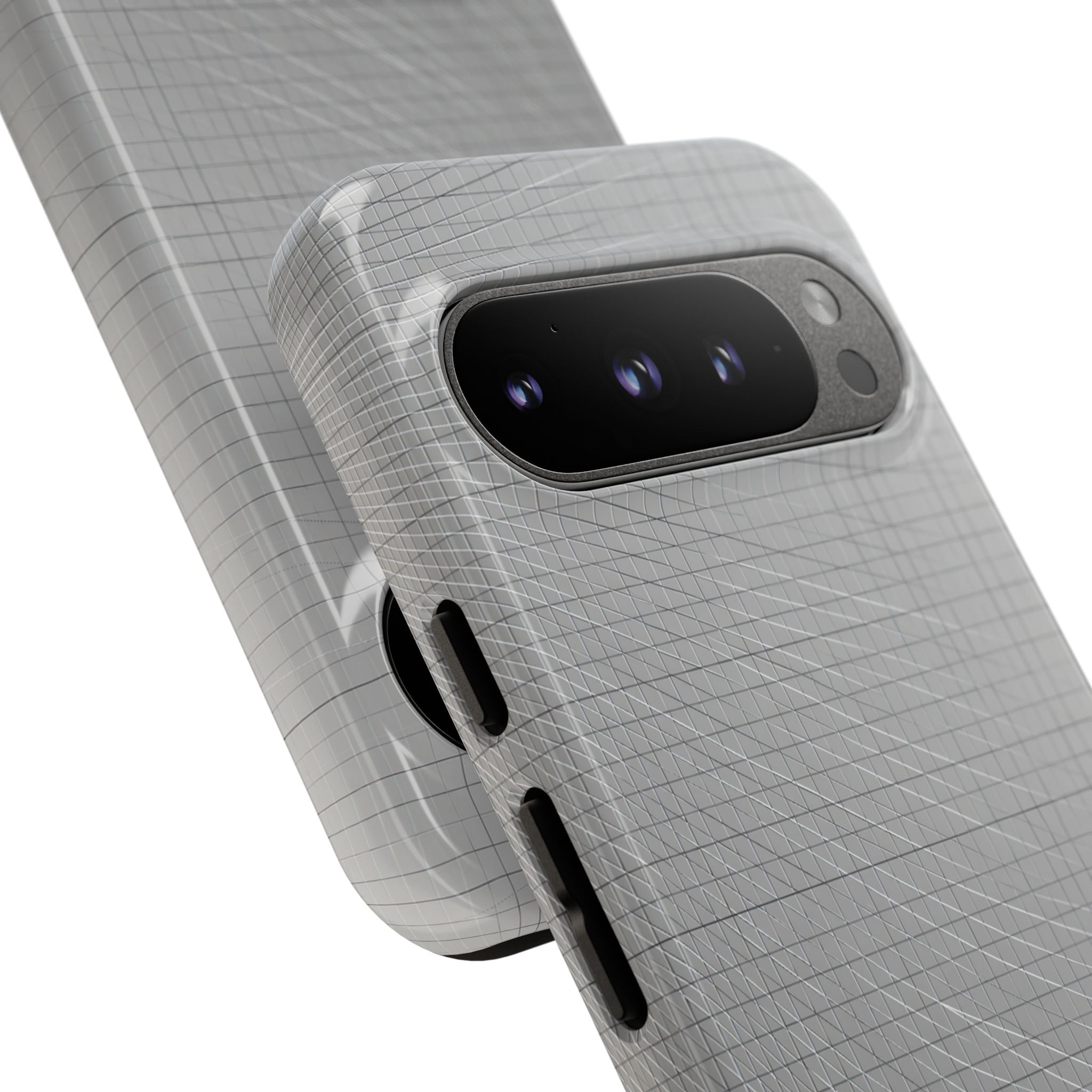 Grey Tough Phone Case for Google Pixel - Chrome Mesh Warp