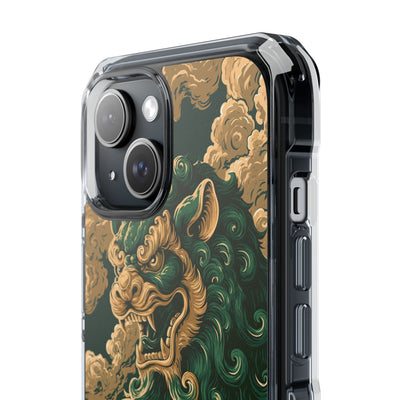 Imperial Guardian Lion · Clear Impact Magnetic Phone Case for iPhone · Green