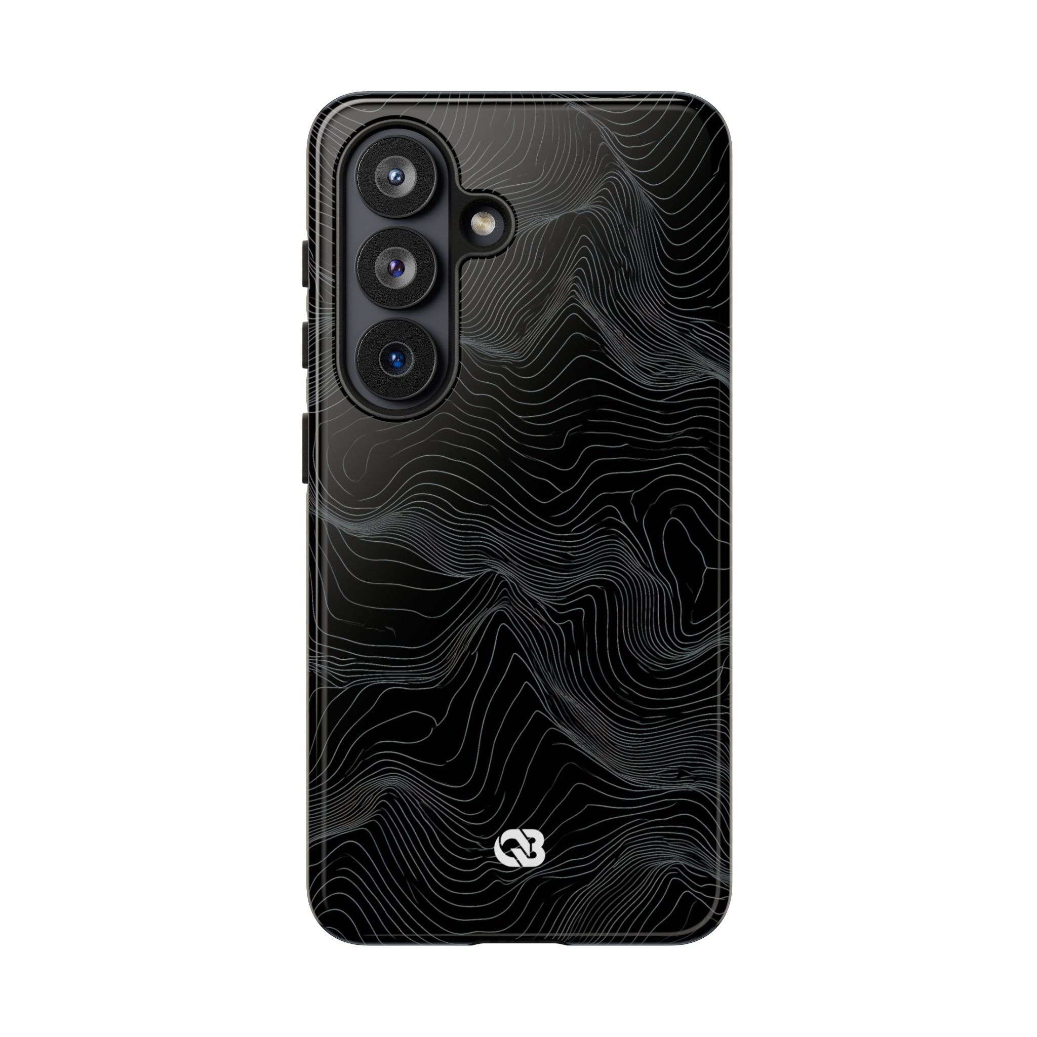 Black Tough Phone Case for Samsung - Obsidian Topo Wireframe