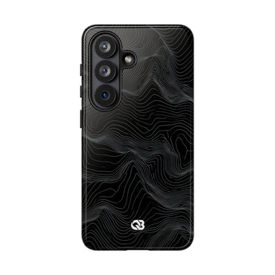 Black Tough Phone Case for Samsung - Obsidian Topo Wireframe