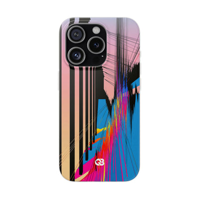 Blue Lite Phone Case for iPhone - Fractured Data Skyline