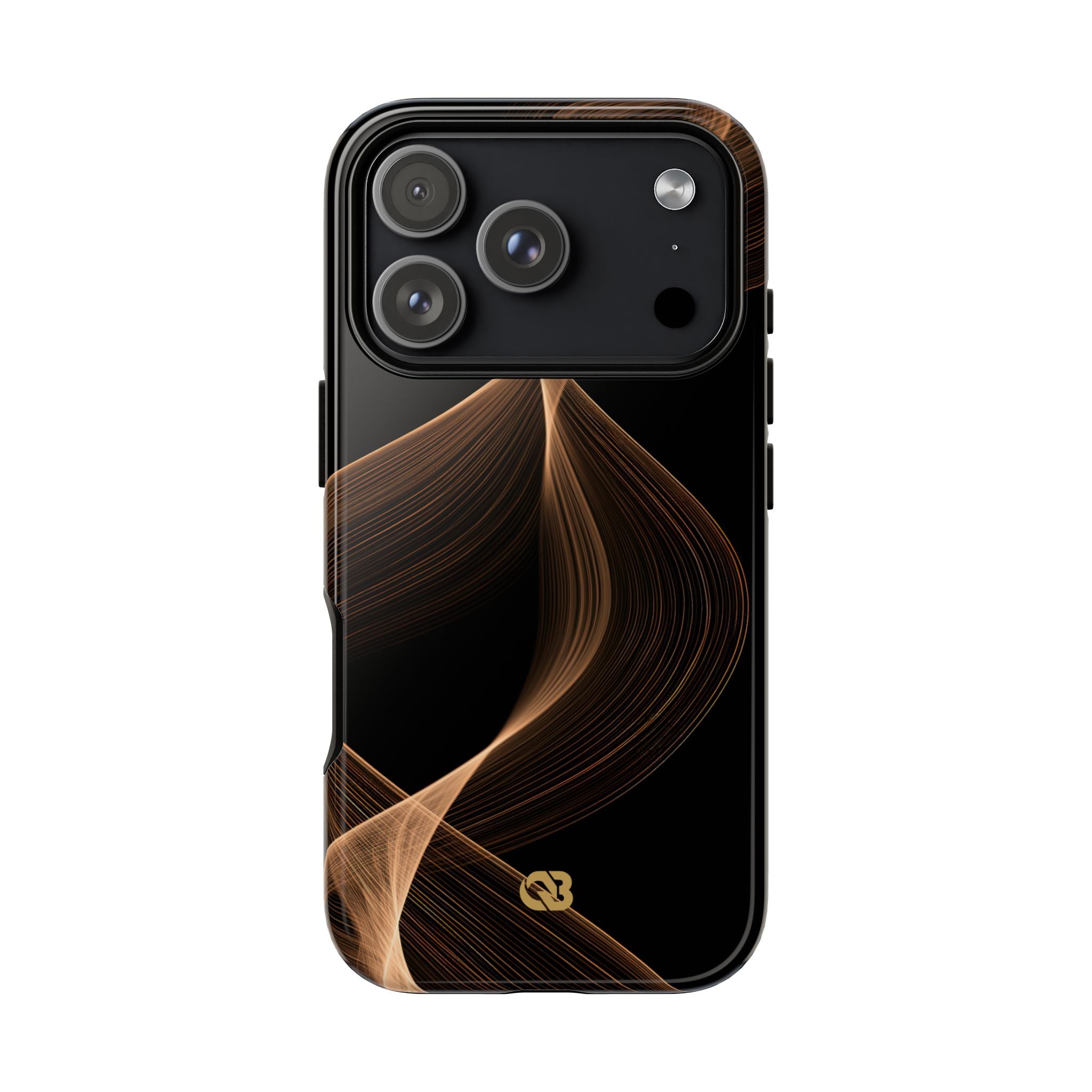 Brown Tough Phone Case for iPhone - Copper Silk Wave