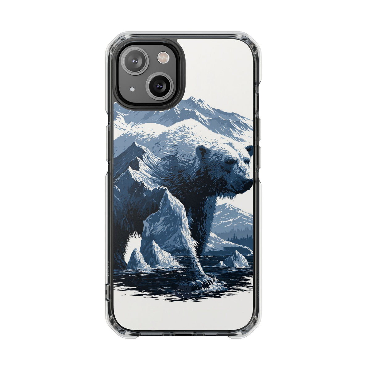 Fjord Summit Bear · Clear Impact Magnetic Phone Case for iPhone · Blue