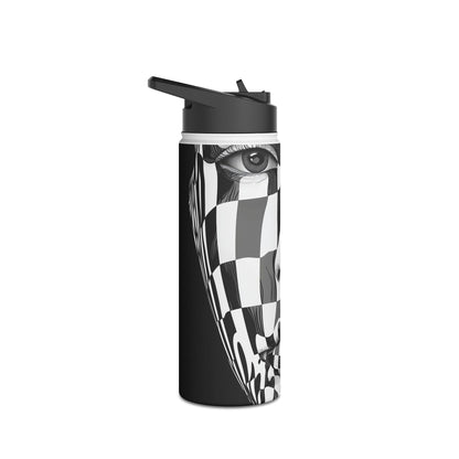 Mirrored Checkerboard Face - Stainless Steel Water Bottle