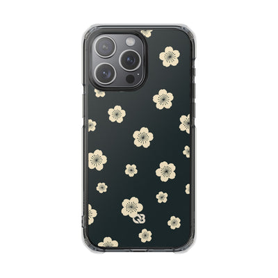 Teal Impact MagSafe Phone Case for iPhone - Obsidian Cream Petals