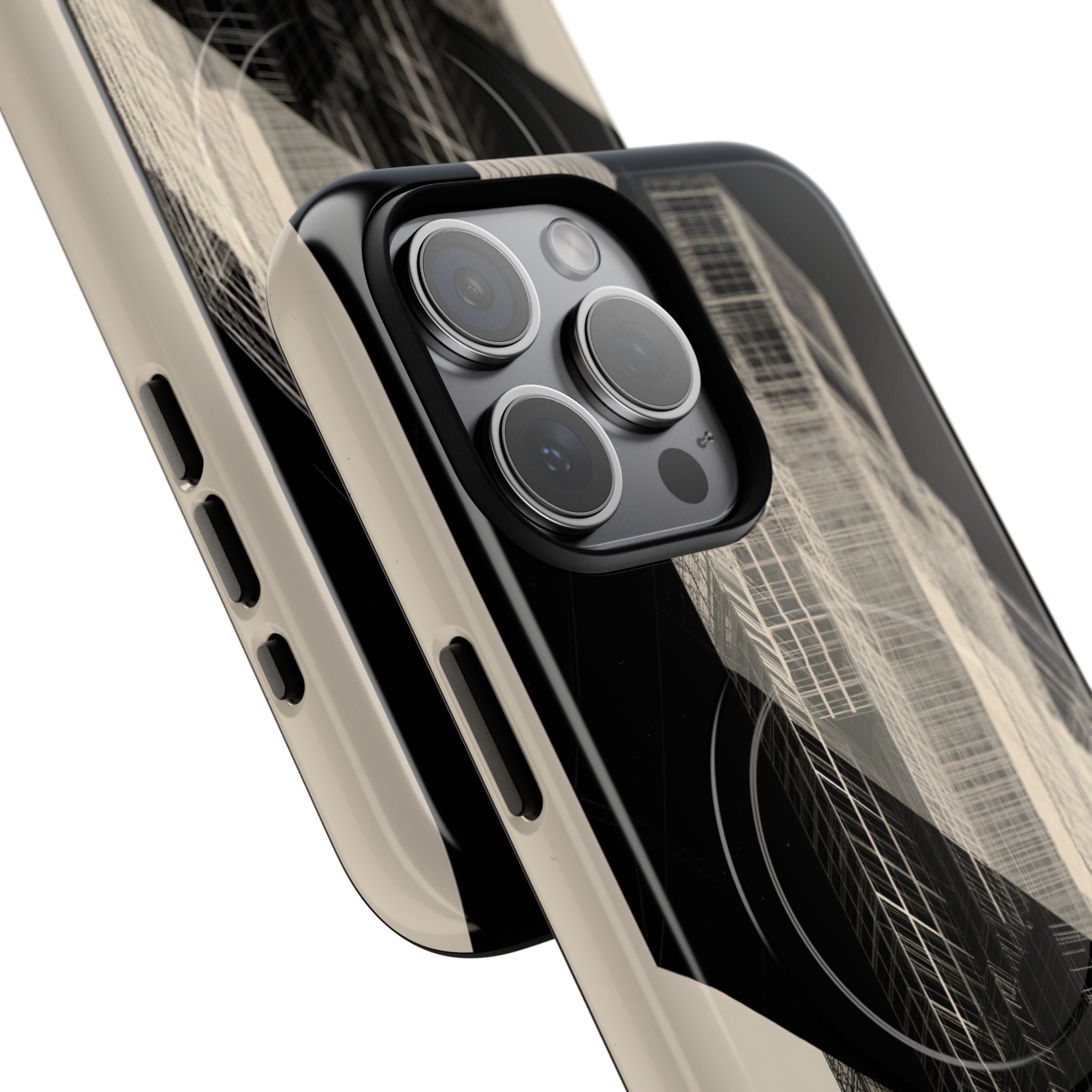 Beige Tough 2.0 Magsafe Phone Case for iPhone - Monolith Urban Grid