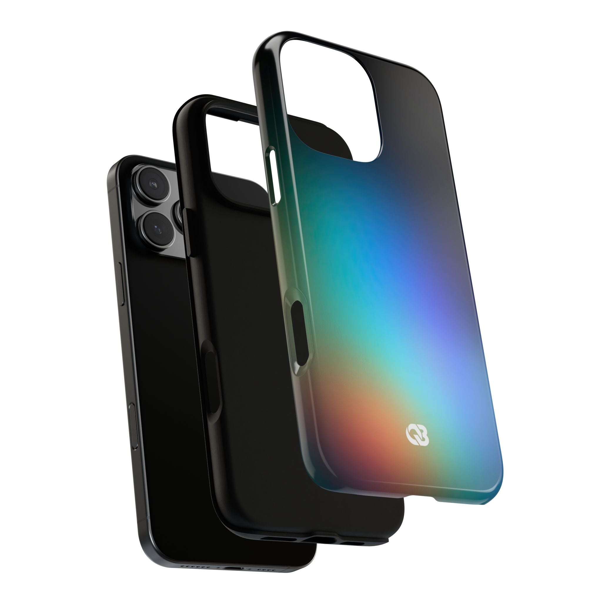 Black Tough Phone Case for iPhone - Electric Prism Grain