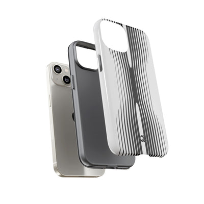 White Tough Phone Case for iPhone - Kinetic Mono Distortion