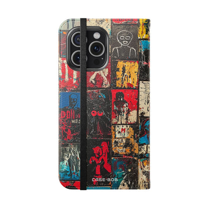 Portrait Grid Crimson - iPhone 15 Pro Max Case - Wallet