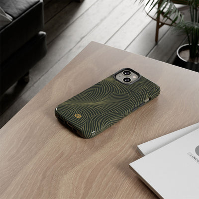 Green Tough Phone Case for iPhone - Dark Olive Plume