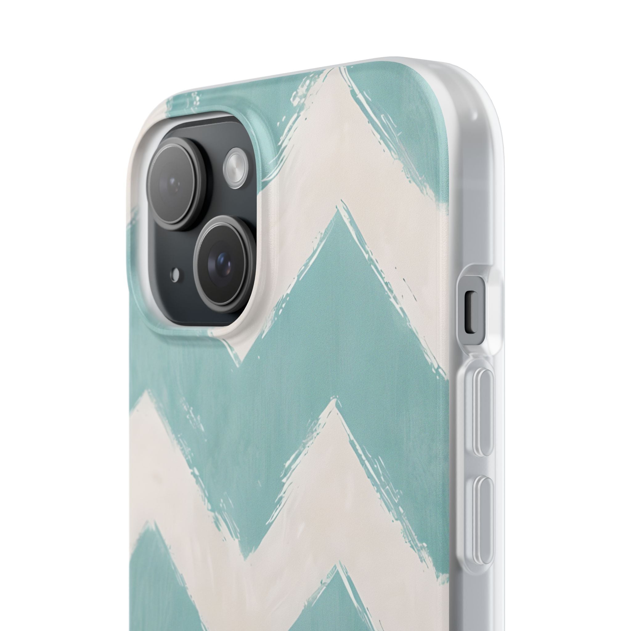 Teal Painted Chevron · Soft Phone Case for iPhone