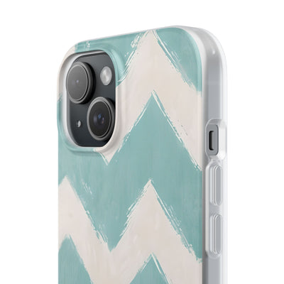 Teal Painted Chevron · Soft Phone Case for iPhone